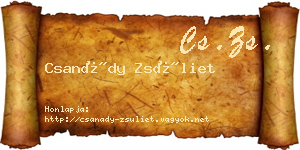 Csanády Zsüliet névjegykártya